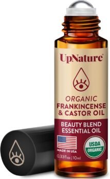 UpNature Beauty Castor Oil Roll On Eye Roller - 100% Organic Frankincense and Castor Oil for Face, Dark Circles, Fine Lines, Under Eyes and Skin