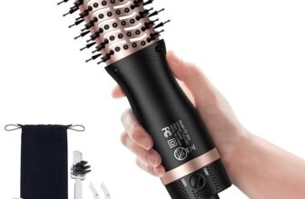 slopehill Mini Travel Dual Voltage Hair Dryer Brush,1000 Watts Hot Air Brush with European Plug, Ionic Hair Dryer and Styler for Women, Oval Barrel 2 Heat & 2 Speed Settings for International Travel