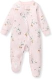 Burt’s Bees Baby Girls’ Organic Cotton Sleep and Play Footed Pajamas