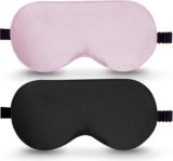 BeeVines 100% Mulberry Silk Sleep Mask 2 Pack – Adjustable Blackout Eye Mask for Sleep and Travel