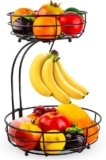 2-Tier Fruit Basket with Banana Hanger – Space-Saving Organizer
