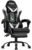 Racing-Style Gaming Chair with Footrest & Lumbar Massager – White
