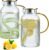 2-Pack 2L Glass Water Pitcher with Lid & Handle Heat Resistant Borosilicate Carafe