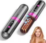 Portable Cordless Hair Straightening Brush with Ionic Anti-Frizz & Fast Heat Technology