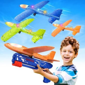 Fuwidvia LED Foam Glider Planes – 3 Pack Launcher Toys