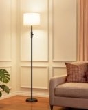 Dimmable Modern Floor Lamp with Linen Shade – 1000 Lumens