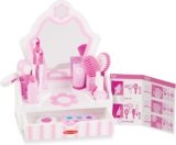 Wooden Beauty Salon Pretend Play Vanity Set 18 Pieces Kids Makeup Toy Set