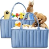 SWEET DOLPHIN 2-Pack Diaper Caddy Organizer Set – Grayish Blue