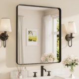 TETOTE 30×36 Inch Black Framed Bathroom Vanity Mirror Modern Wall Mounted