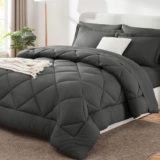7-Piece Queen Comforter Set with Soft All-Season Bedding & Sheet Set – Dark Grey