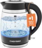 Chefman Borosilicate Glass Electric Kettle – 1.8L 1500W BPA Free Hot Water Boiler with Auto Shut Off