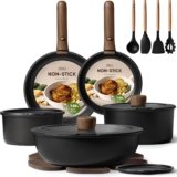 CAROTE 19 Piece Non Stick Cookware Set – Detachable Handle Pots and Pans Set for Induction and Oven