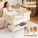 Adjustable Baby Crib & Bedside Sleeper – Beige