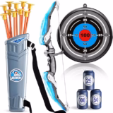 Kids LED Light Up Bow and Arrow Archery Set – 10 Suction Cup Arrows with Target and Quiver for Boys
