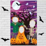 Halloween Photo Background Cloth Deal | Pumpkin, Skeleton & Witch Party Decor